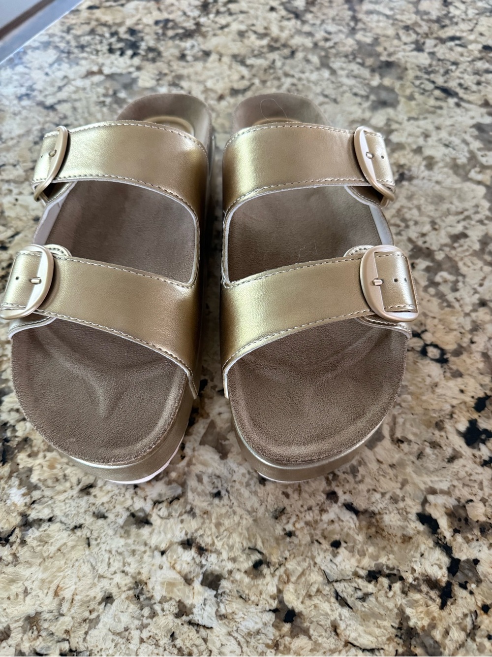 Gold Double-Buckle Women's Sandals